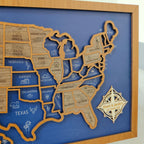 Personalized Wooden USA Travel Map Puzzle – 50 States Visited Tracker & Wall Art