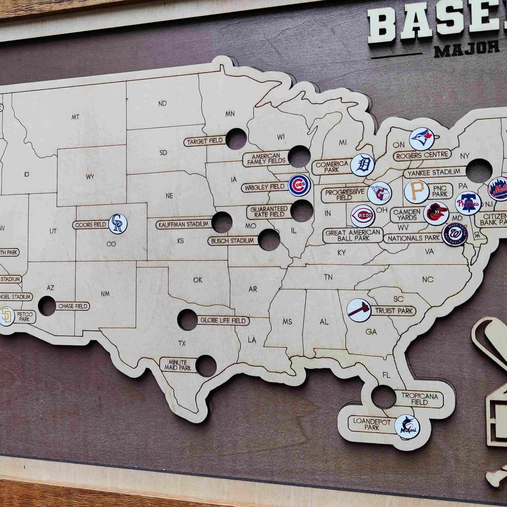 Personalized Baseball Stadium Map - Retirement Gifts