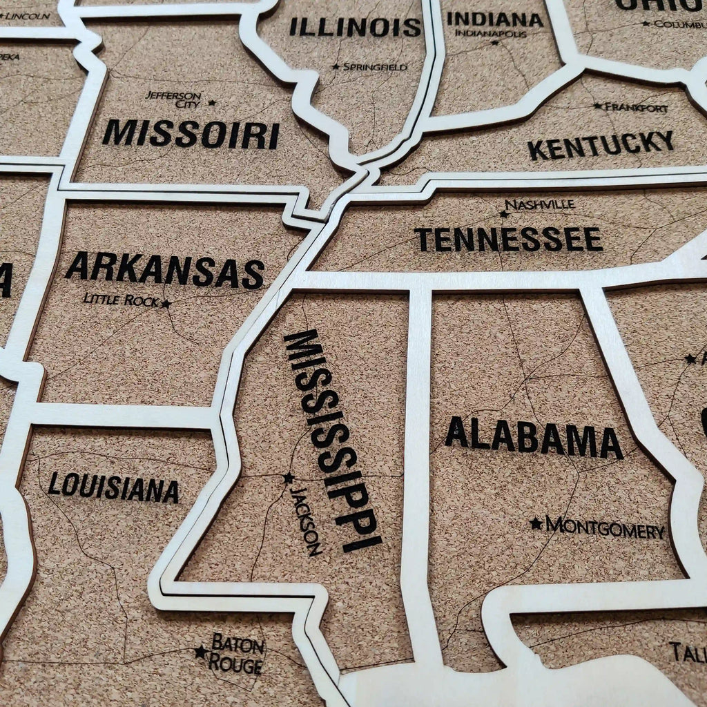 Wood USA Map Push Pin Travel Map - Personalized Christmas Gifts