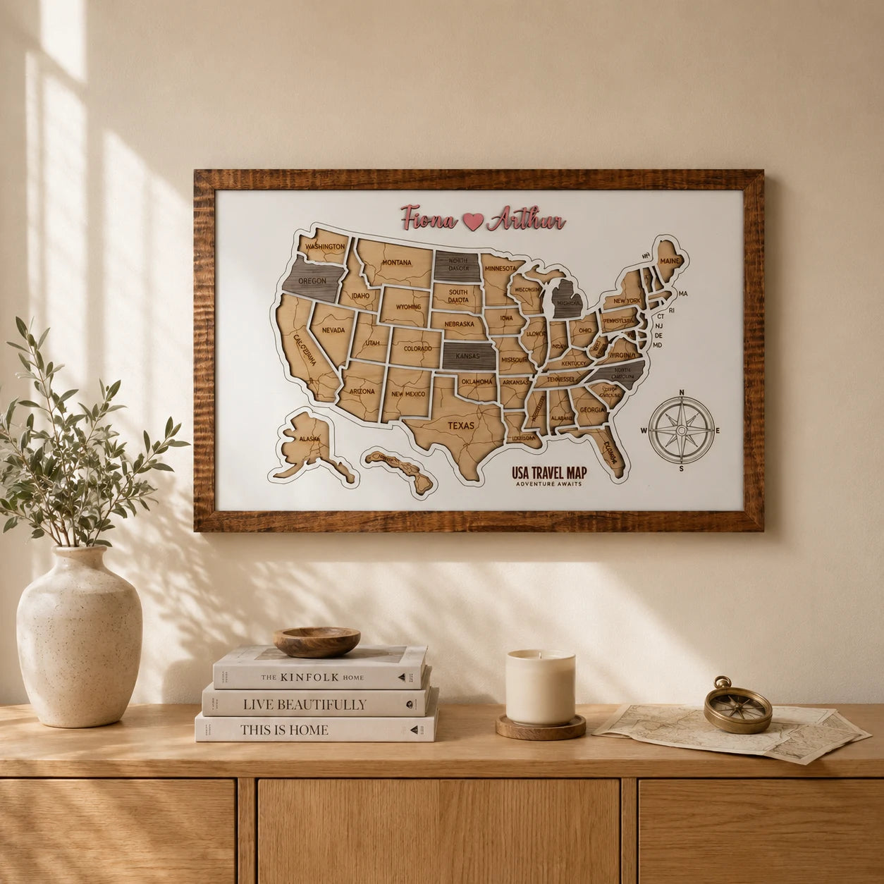 Personalized USA States Puzzle Map(White)
