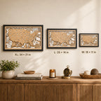 Personalized Golf Course Tracker Map – Natural Wood Background