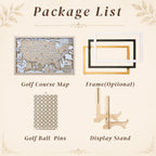 Personalized Golf Course Tracker Map – Natural Wood Background