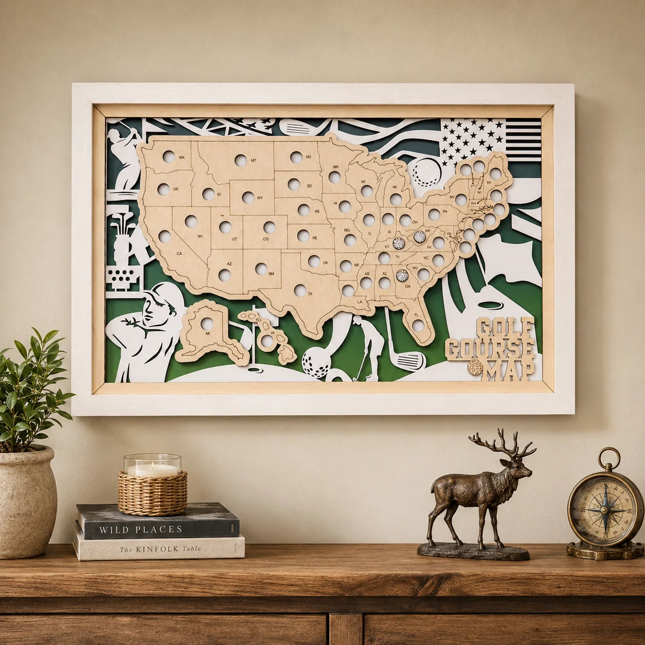 Personalized Golf Course Tracker Map – Green Background