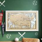 Personalized Wooden MLB Stadium Map with Colorful MLB Team Logo Pins - Mappae Pilot
