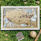 Personalized Wooden MLB Stadium Map with Engraved Nameplate & Colorful Team Pins - Mappae Pilot