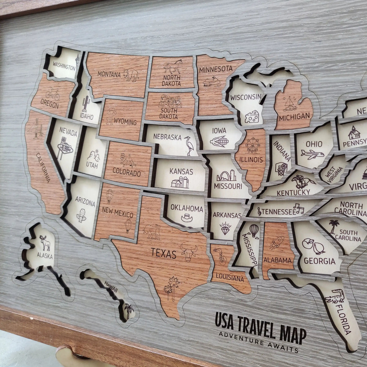 Personalized USA Travel Map Puzzle - Couples Anniversary Keepsake & Wedding Gift
