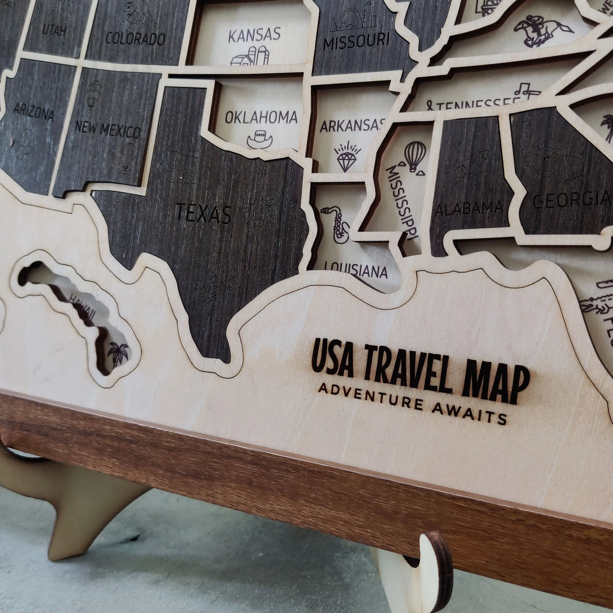 US States Wooden Map Puzzle - USA Travel Map Graduation Gift
