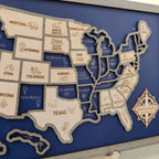 Personalized Wooden USA Travel Map Puzzle – 50 States Visited Tracker & Wall Art