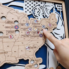 Custom Team Color Wooden MLB Stadium Map with Team Logo Pins
