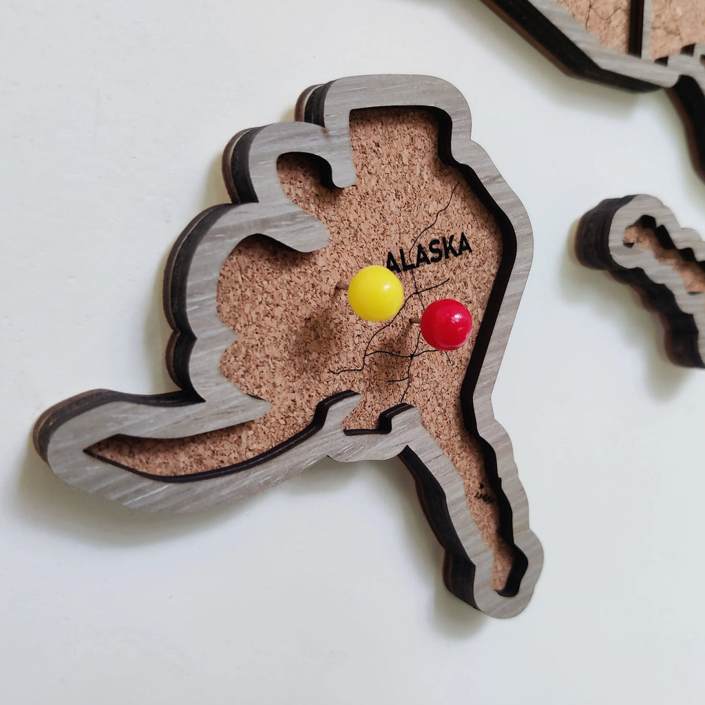 Wood USA Map Push Pin Travel Map - Personalized Christmas Gifts
