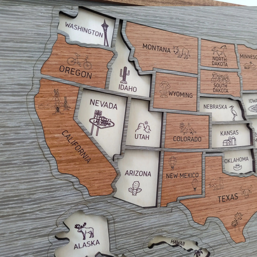 Personalized USA Travel Map Puzzle - Couples Anniversary Keepsake & Wedding Gift
