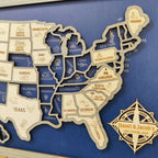 Personalized Wooden USA Travel Map Puzzle – 50 States Visited Tracker & Wall Art