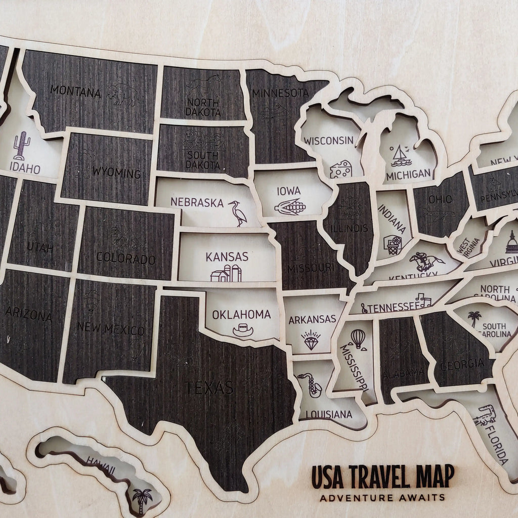 US States Wooden Map Puzzle - USA Travel Map Graduation Gift