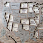Wooden USA State Puzzle Travel Tracker Map - Add States as You Travel Board