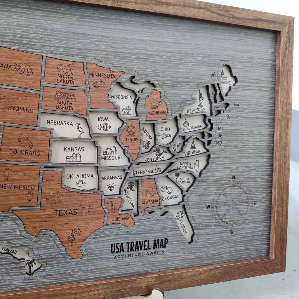 Personalized USA Travel Map Puzzle - Couples Anniversary Keepsake & Wedding Gift