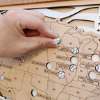 Personalized Wooden MLB Stadium Map with Baseball Pins