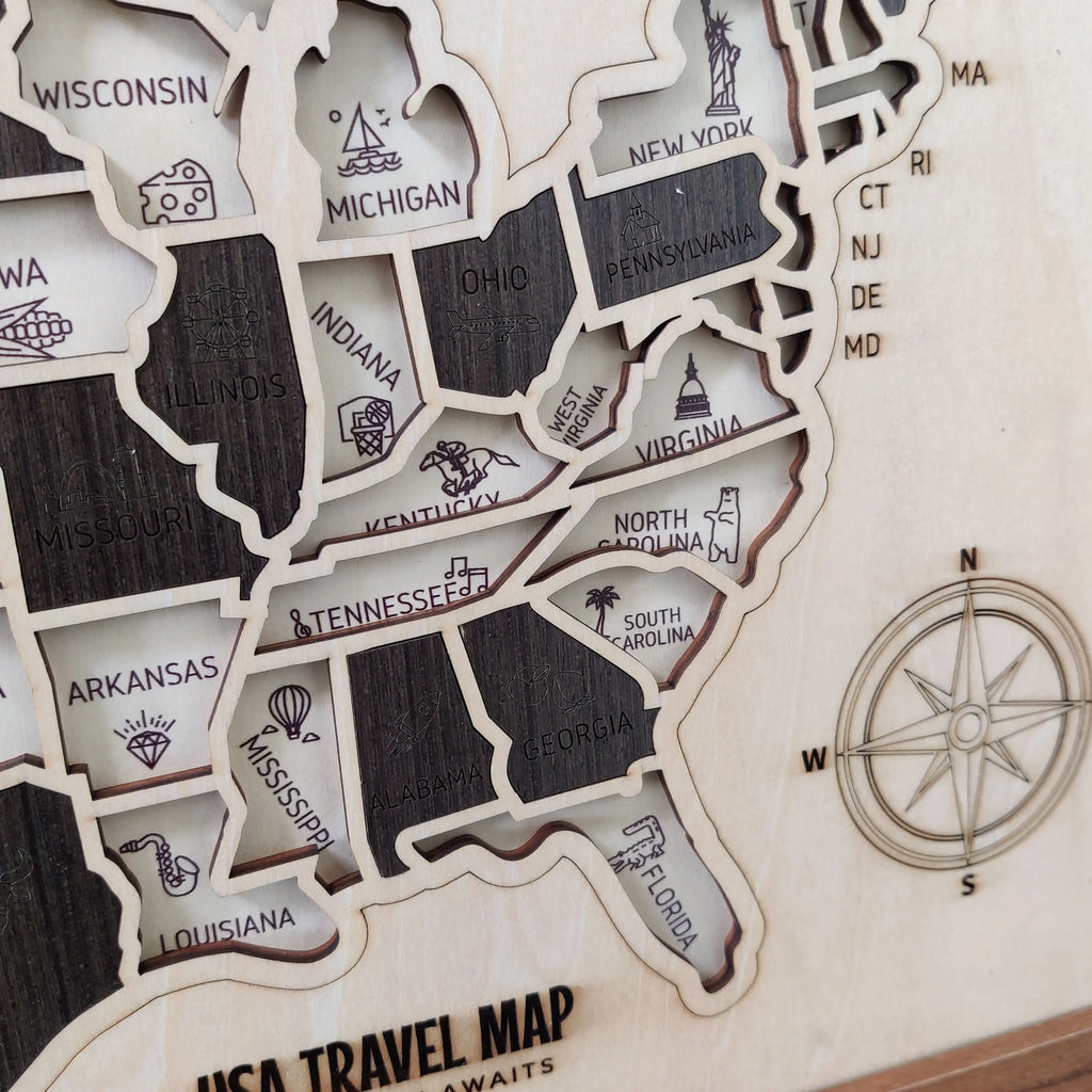 US States Wooden Map Puzzle - USA Travel Map Graduation Gift