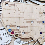 Personalized Wooden MLB Stadium Map with Engraved Nameplate & Colorful Team Pins - Mappae Pilot