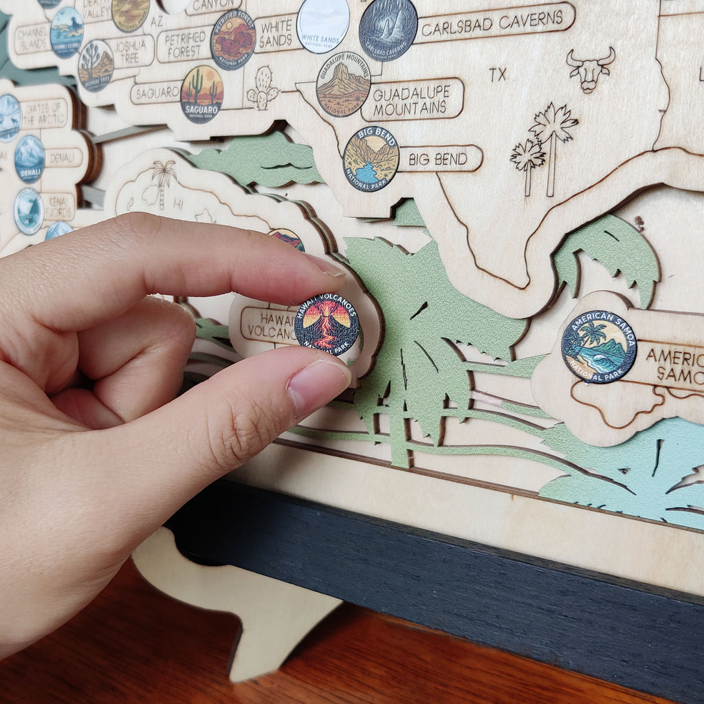 National Park Travel Map - 63 Parks Push Pin Map(Mountain)
