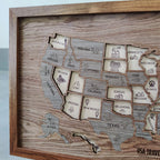Wooden USA State Puzzle Travel Tracker Map - Add States as You Travel Board