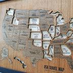 3D Wooden USA Travel Map - Personalized Road Trip Gift & RV Camper Wall Decor