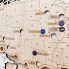 Personalized Wooden MLB Stadium Map with Engraved Nameplate & Colorful Team Pins - Mappae Pilot