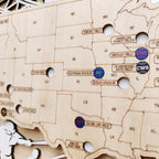 Personalized Wooden MLB Stadium Map with Engraved Nameplate & Colorful Team Pins