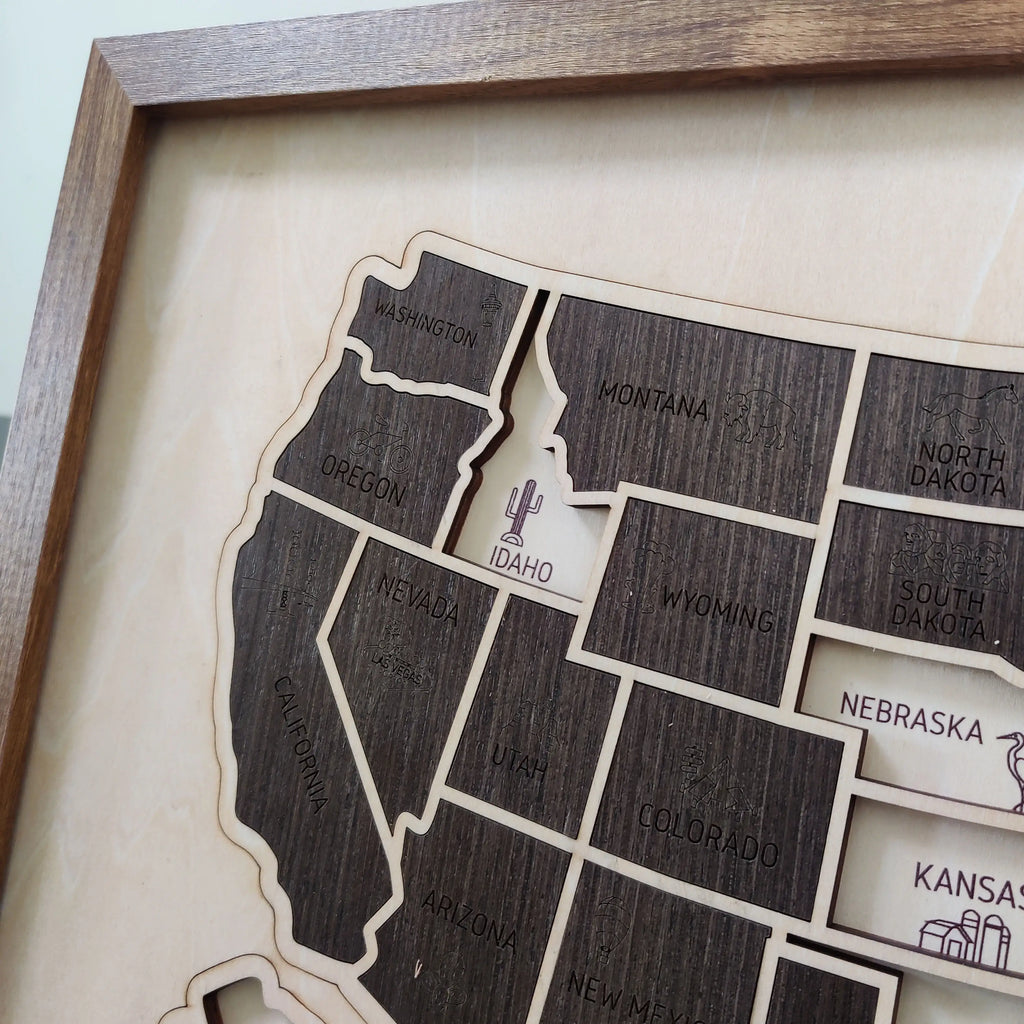 US States Wooden Map Puzzle - USA Travel Map Graduation Gift