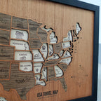3D Wooden USA Travel Map - Personalized Road Trip Gift & RV Camper Wall Decor
