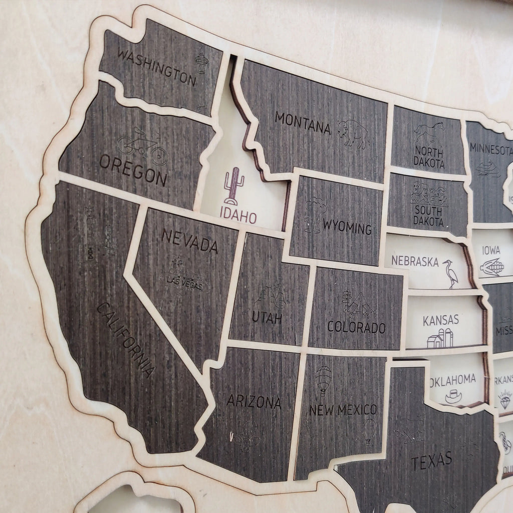 US States Wooden Map Puzzle - USA Travel Map Graduation Gift