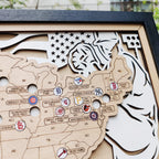 Personalized Wooden MLB Stadium Map with Colorful MLB Team Logo Pins