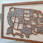 Custom Wooden US Map for States Visited – 50 States Travel Tracker Board & Puzzle