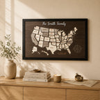Personalized USA States Puzzle Map(Black Oak)