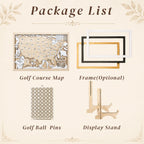 Personalized Golf Course Tracker Map with Nameplate – Natural Wood Background