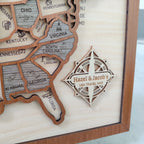 Custom Wooden US Map for States Visited – 50 States Travel Tracker Board & Puzzle