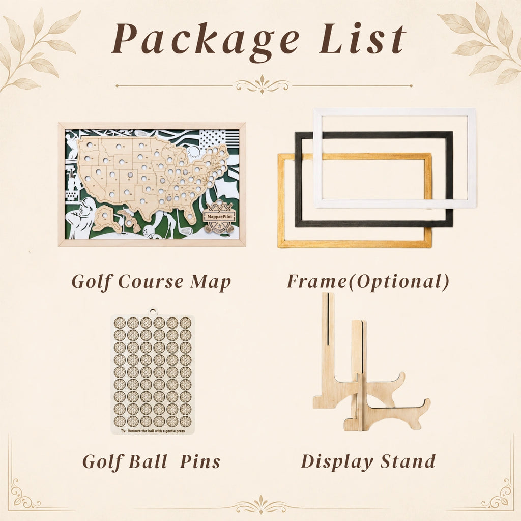 Personalized Golf Course Tracker Map with Nameplate – Green Background