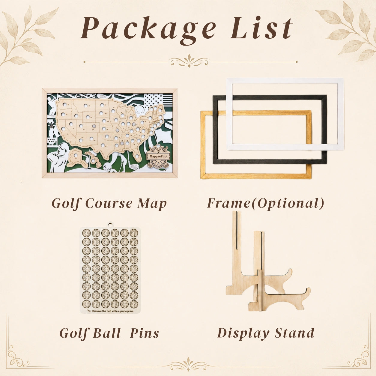 Personalized Golf Course Tracker Map with Nameplate – Green Background