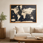 Premium Framed Wooden World Map Wall Art