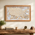 Personalized Golf Course Tracker Map with Nameplate – Natural Wood Background
