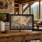 Personalized 2D National Parks Map with Nameplate(Charcoal)