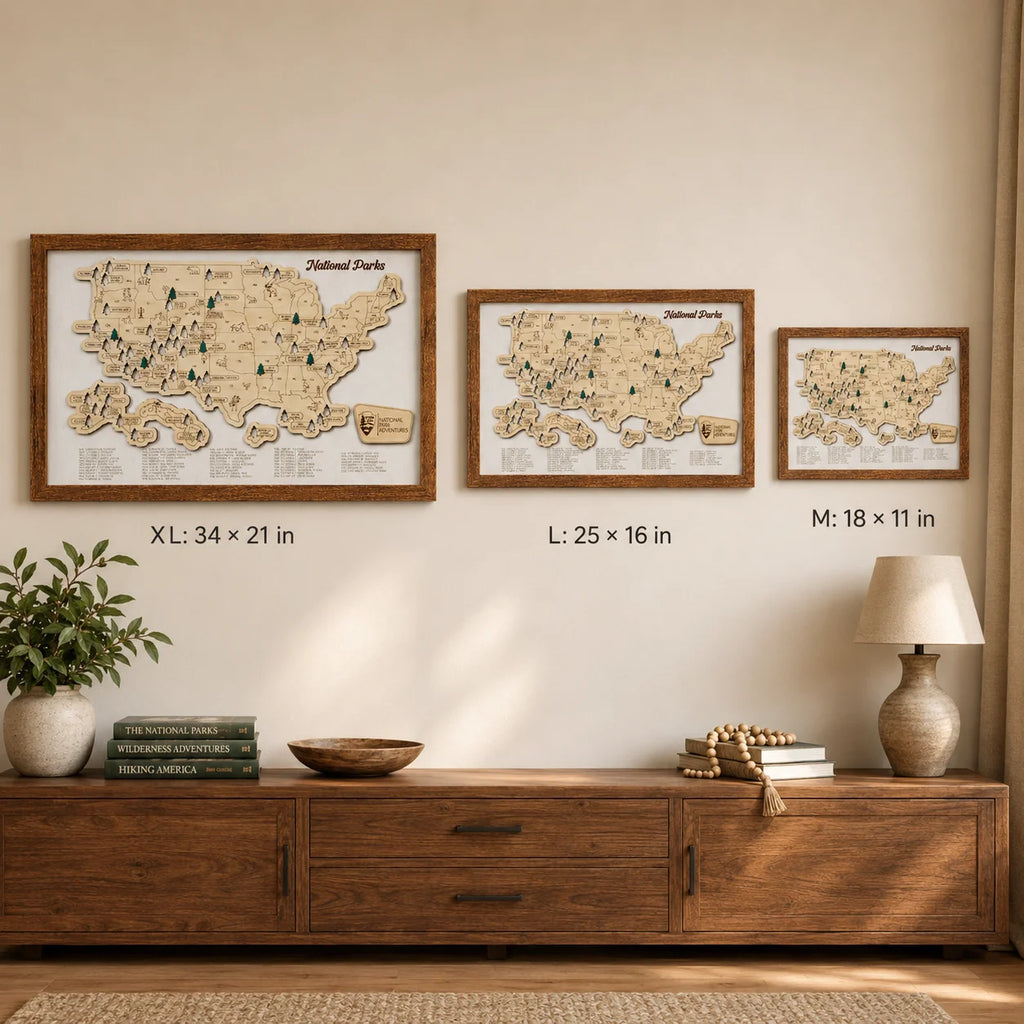 Personalized 2D National Parks Map with Nameplate(White)