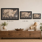 Personalized 2D National Parks Map with Nameplate(Charcoal)