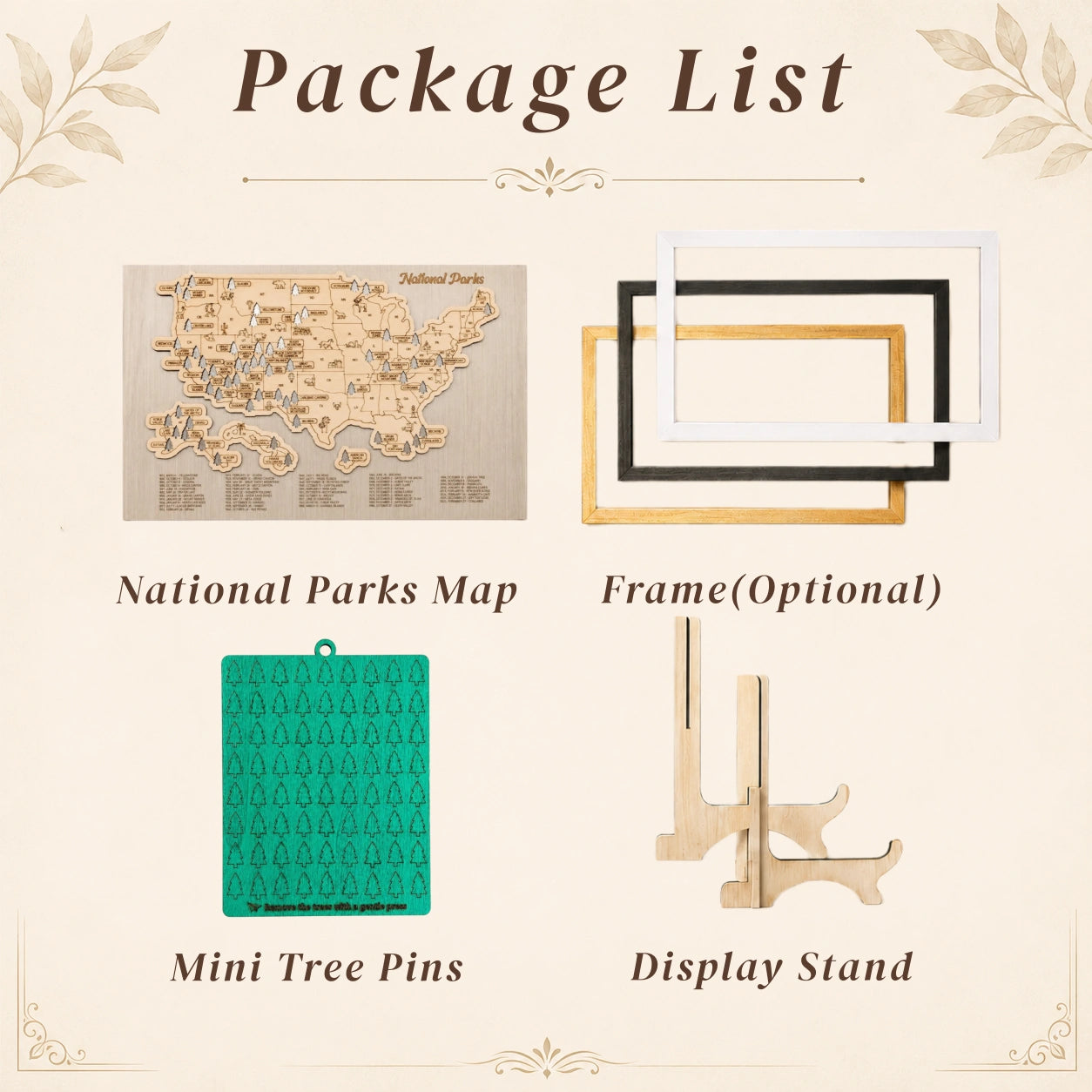 Personalized 2D National Parks Map with Nameplate(Charcoal)