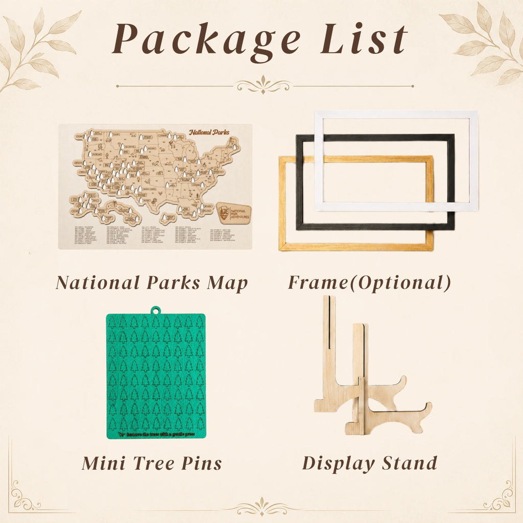 Personalized 2D National Parks Map with Nameplate(White)
