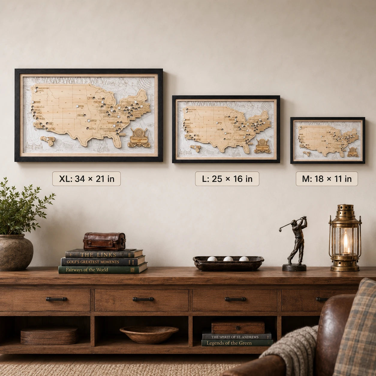 Personalized 2D Golf Course Tracker Map with Nameplate