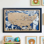 Custom Team Color Wooden MLB Stadium Map with Team Logo Pins - Mappae Pilot