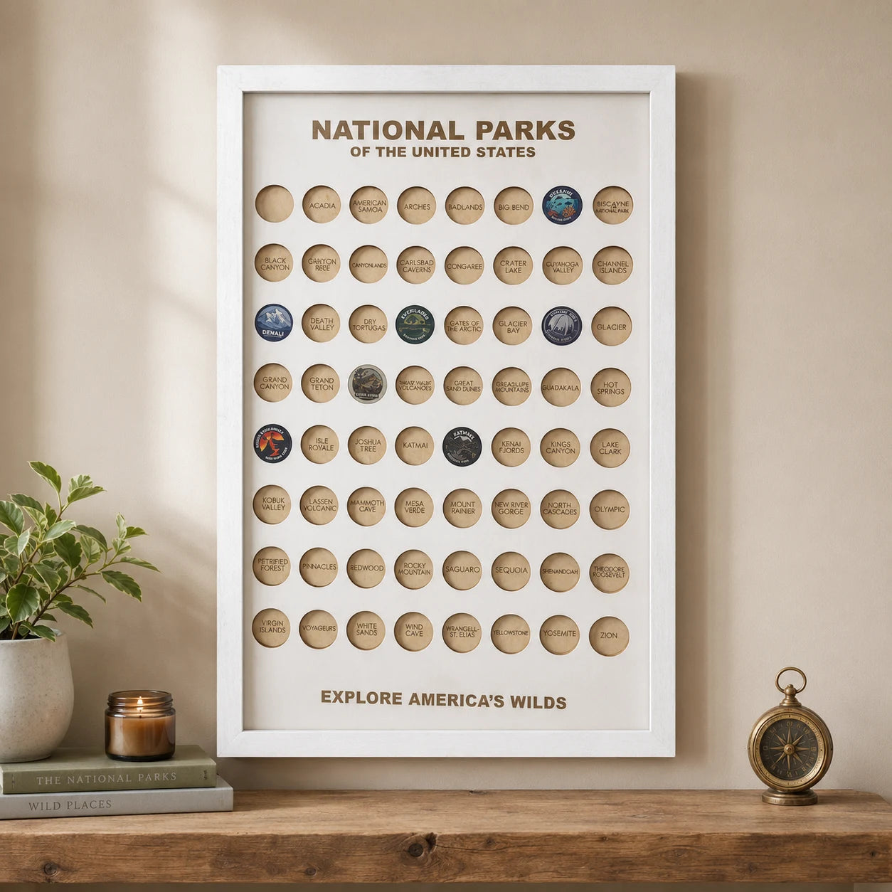 Wooden US National Parks Tracker Board