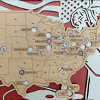 Custom Color MLB Stadium Map with Nameplate & Team Logo Pins