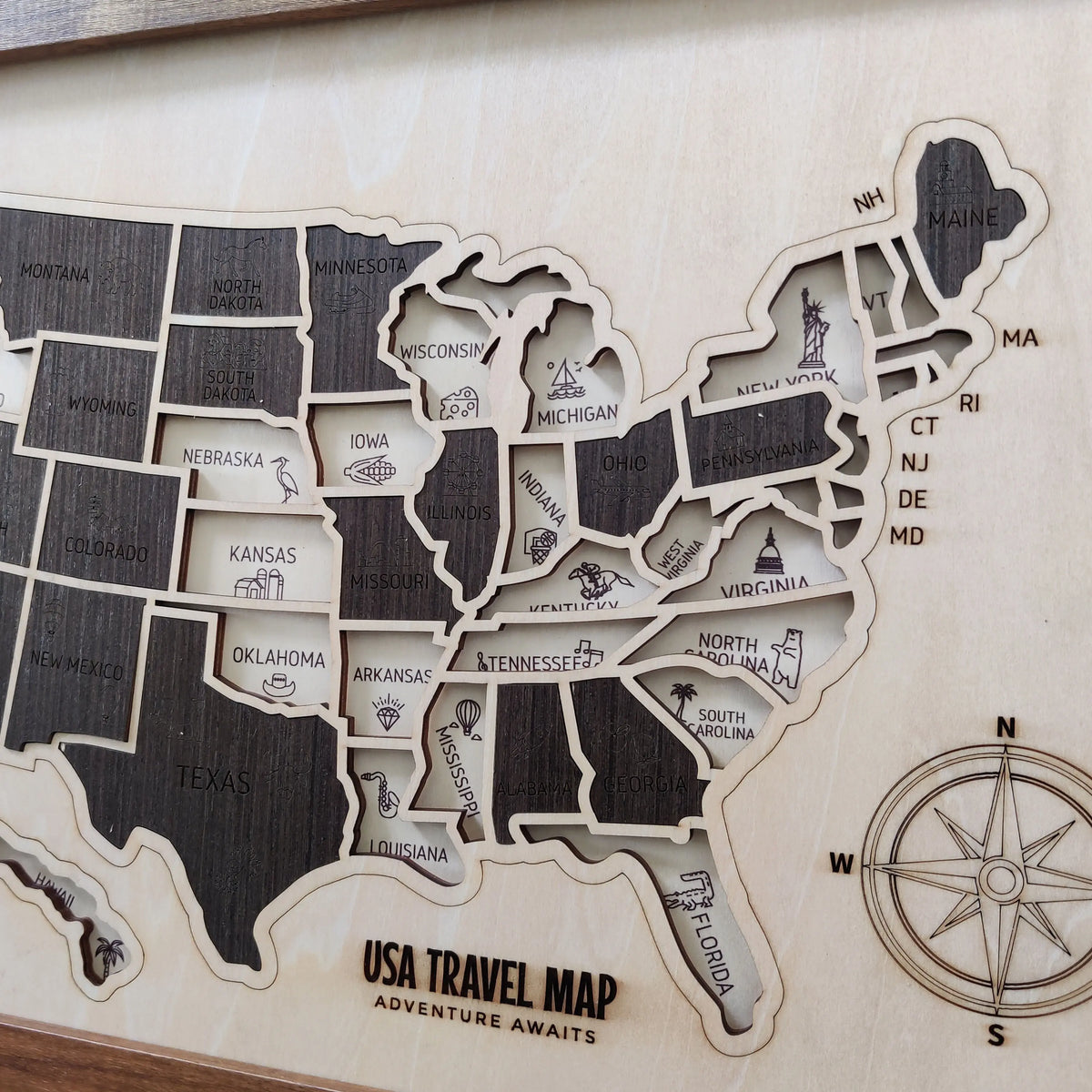 US States Wooden Map Puzzle - USA Travel Map Graduation Gift