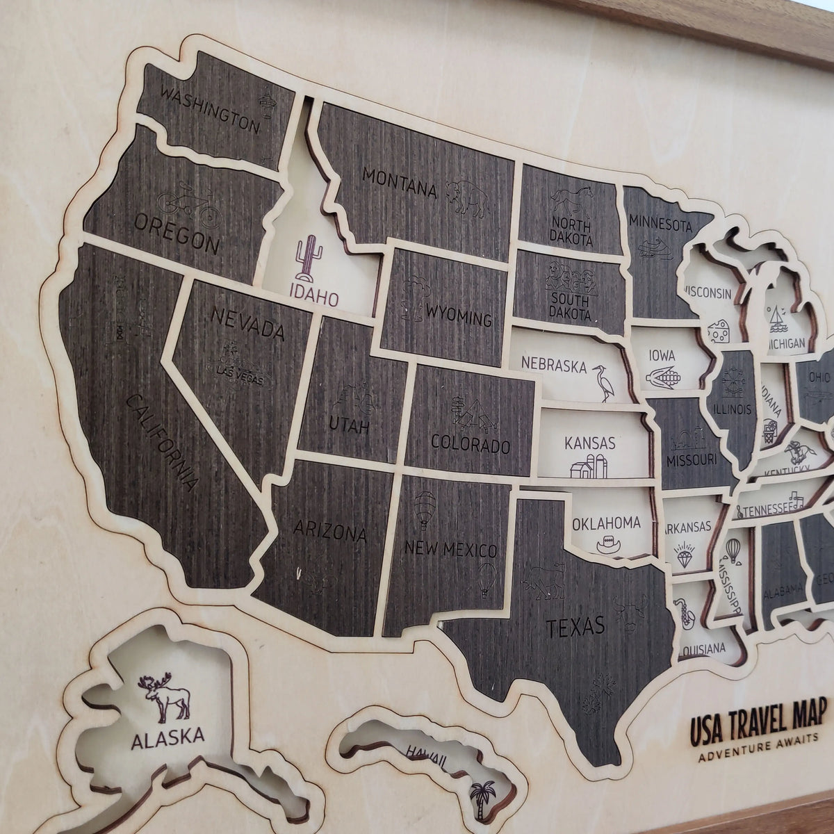 US States Wooden Map Puzzle - USA Travel Map Graduation Gift